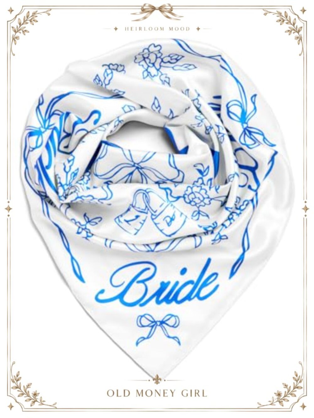 Silk Bride Head Scarf 27x27 Bachelorette Bandana Bridal Headwear Bridesmaid Gift